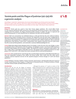 Yersinia Pestis and the Plague of Justinian 541–543 AD: a Genomic Analysis