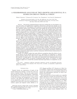 A Neighborhood Analysis of Tree Growth and Survival in a Hurricane-Driven Tropical Forest