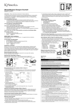 Wired+Wireless Designer Doorbell Model PC-5870