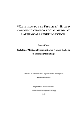 “Gateway to the Sideline”: Brand Communication on Social Media at Large-Scale Sporting Events