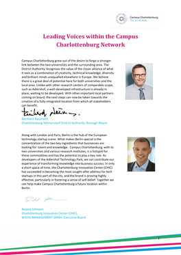 Leading Voices Within the Campus Charlottenburg Network