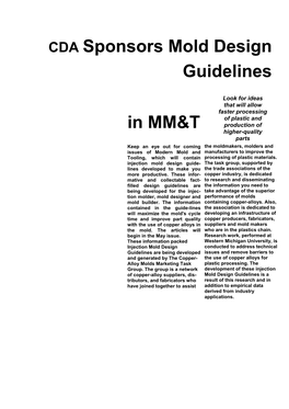 CDA Sponsors Mold Design Guidelines in MM&T