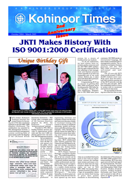 JKTI Makes History with ISO 9001:2000 Certification