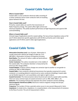 Coaxial Cable Tutorial