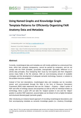 Using Named Graphs and Knowledge Graph Template Patterns for Efficiently Organizing FAIR Anatomy Data and Metadata