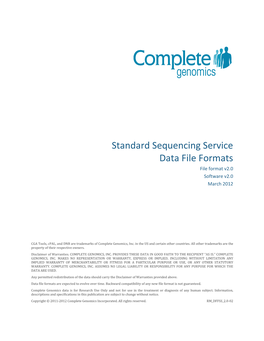 Standard Sequencing Service Data File Formats File Format V2.0 Software V2.0 March 2012