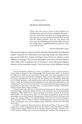 Dietrich Bonhoeffer the Present Chapter Examines the Life of Dietrich