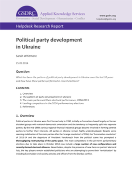 Political Party Development in Ukraine