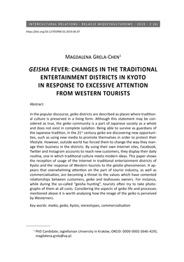 Geisha Fever: Changes in the Traditional Entertainment Districts in Kyoto in Response to Excessive Attention from Western Tourists