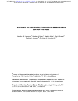 A Novel Tool for Standardizing Clinical Data in a Realism-Based Common Data Model