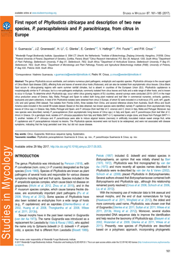 First Report of Phyllosticta Citricarpa and Description of Two New Species, P