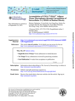 Accumulation of Cd11c+CD163+ Adipose Tissue Macrophages Through Upregulation of Intracellular 11Β-HSD1 in Human Obesity