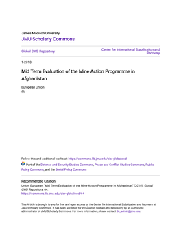 Mid Term Evaluation of the Mine Action Programme in Afghanistan