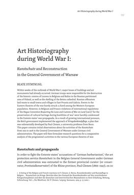 Art Historiography During World War I