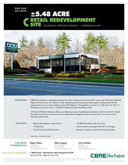 ±5.48 Acre Retail Redevelopment Site 105 Daniel Webster Highway :: Merrimack, Nh