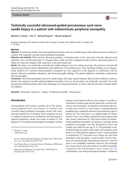 Technically Successful Ultrasound-Guided Percutaneous Sural Nerve Needle Biopsy in a Patient with Indeterminate Peripheral Neuropathy