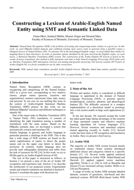 Constructing a Lexicon of Arabic-English Named Entity Using SMT and Semantic Linked Data