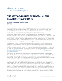 The Next Generation of Federal Clean Electricity Tax Credits