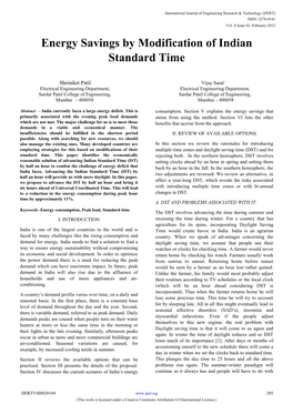 Energy Savings by Modification of Indian Standard Time