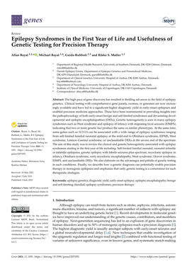 Epilepsy Syndromes in the First Year of Life and Usefulness of Genetic Testing for Precision Therapy