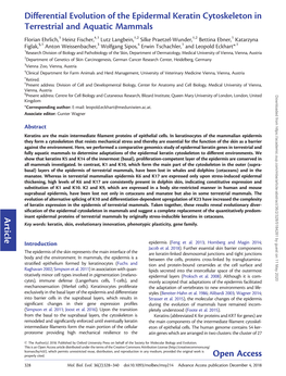 Differential Evolution of the Epidermal Keratin Cytoskeleton in Terrestrial