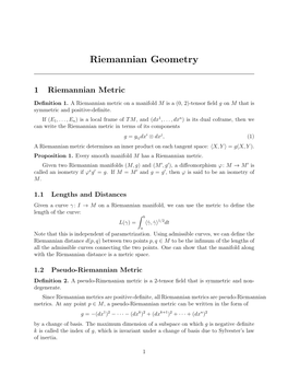 Riemannian Geometry