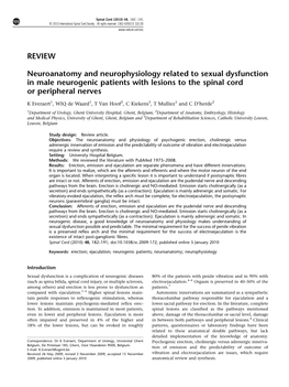 Neuroanatomy and Neurophysiology Related to Sexual Dysfunction in Male Neurogenic Patients with Lesions to the Spinal Cord Or Peripheral Nerves