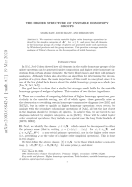 Arxiv:2003.08842V1 [Math.AT] 19 Mar 2020 Fshrs Prlseta Sequence