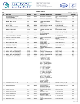 PRODUCTS LIST MNC Print Date : 13.Sep.2017