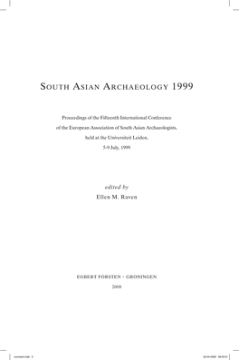 South Asian Archaeology 1999, Proceedings of the 15Th