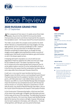 2020 RUSSIAN GRAND PRIX 25 – 27 September