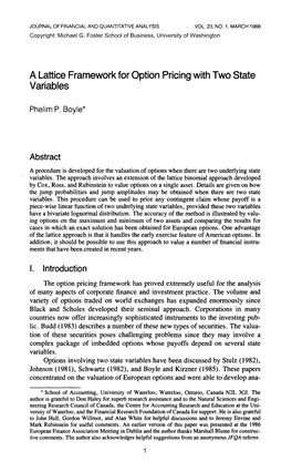 A Lattice Framework for Option Pricing with Two State Variables