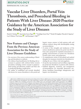 Vascular Liver Disorders, Portal Vein Thrombosis, and Procedural