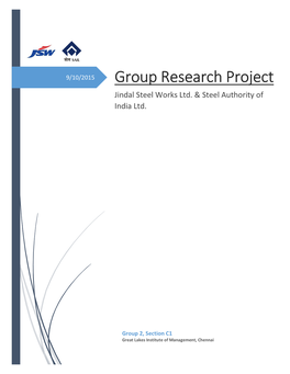 Group Research Project Jindal Steel Works Ltd