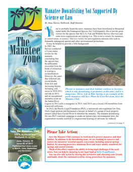 Manatee Downlisting Not Supported by Science Or Law by Anne Harvey Holbrook, Staff Attorney