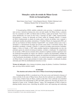 Situação E Ações Do Estado De Minas Gerais Frente Ao Huanglongbing