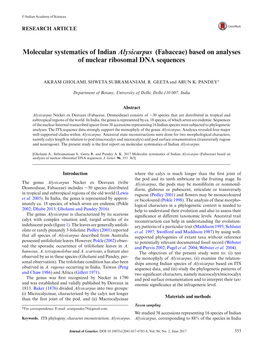 Molecular Systematics of Indian Alysicarpus (Fabaceae) Based on Analyses of Nuclear Ribosomal DNA Sequences