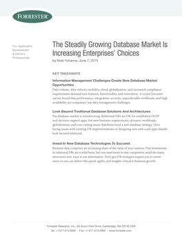The Steadily Growing Database Market Is Increasing Enterprises