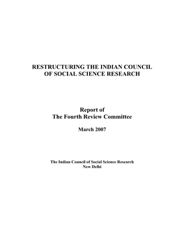 Restructuring the Indian Council of Social Science Research