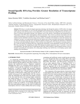 Strand-Specific RNA-Seq Provides Greater Resolution of Transcriptome Profiling