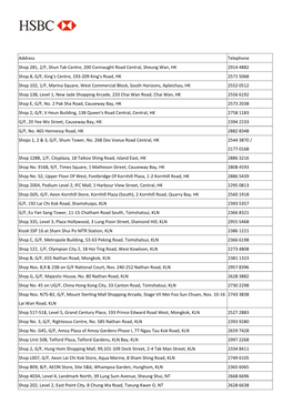 Address Telephone Shop 281, 2/F, Shun Tak Centre, 200 Connaught