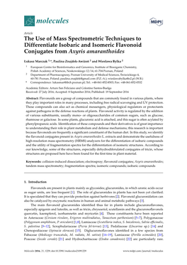 The Use of Mass Spectrometric Techniques to Differentiate Isobaric and Isomeric Flavonoid Conjugates from Axyris Amaranthoides