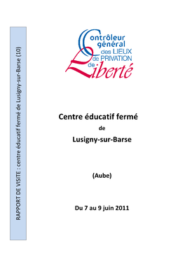 Rapport De Visite Du CEF De Lusigny-Sur-Barse