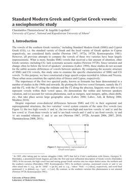 Standard Modern Greek and Cypriot Greek Vowels: a Sociophonetic Study