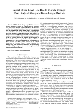 Impact of Sea Level Rise Due to Climate Change : Case Study of Klang and Kuala Langat Districts