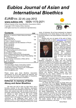 Eubios Journal of Asian and International Bioethics