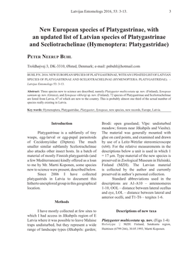 New European Species of Platygastrinae, with an Updated List of Latvian Species of Platygastrinae and Sceliotrachelinae (Hymenoptera: Platygastridae)