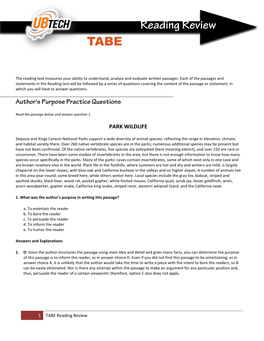 Reading Review TABE