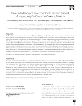 Diversidad Fúngica En El Municipio De San Gabriel Mixtepec, Región Costa De Oaxaca, México