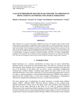 Calcium Phosphate Holmium-166 Ceramic to Addition in Bone Cement: Synthesis and Characterization